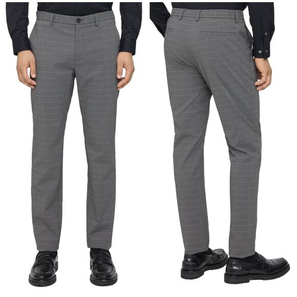 Theory NWT Zaine Classic-Fit Drawstring Pant Kelso Checked Nylon Size 34 Gray - Picture 1 of 12